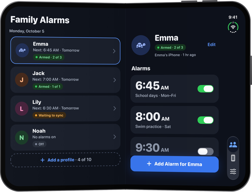 iPhone Duo unfolded in Dark Mode.